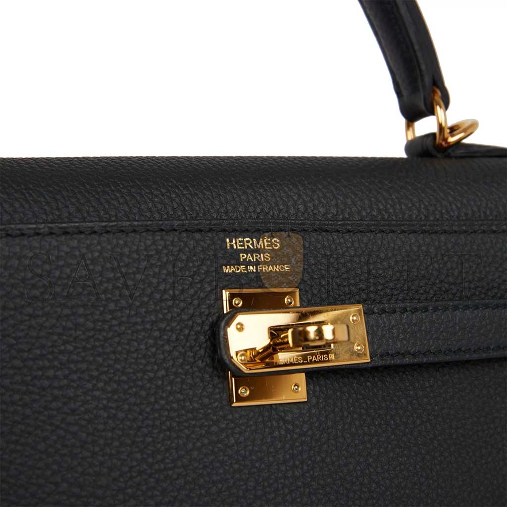 HERMÈS MASTER KELLY 25 RETOURNE BLACK TOGO GOLD HARDWARE (25*17*7cm)